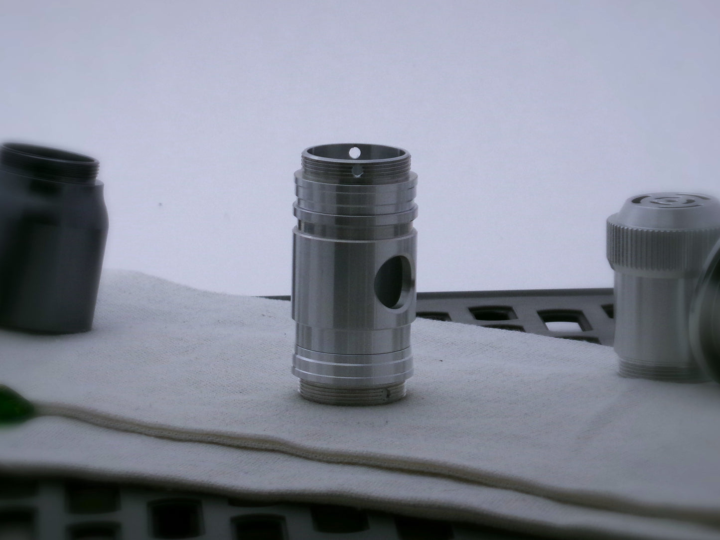 Pair of aluminum male/male threaded adapter for VHC lightsabers installed in a CSF Switch-Type_2.1 in different orientations.