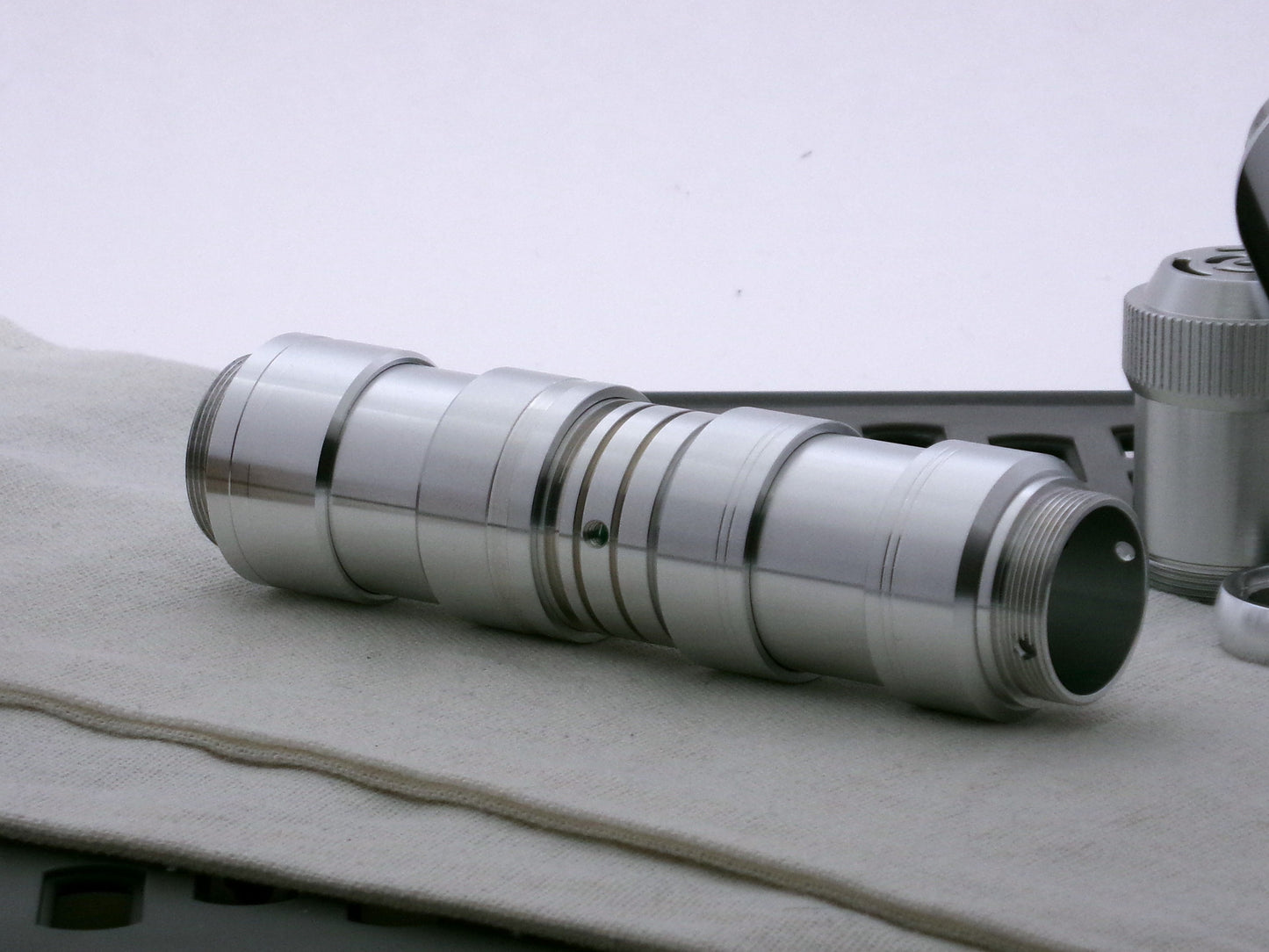 Demo combination of several Body Segments, Adapters and Grip Caps from the Alloy System designed for VHC lightsabers.