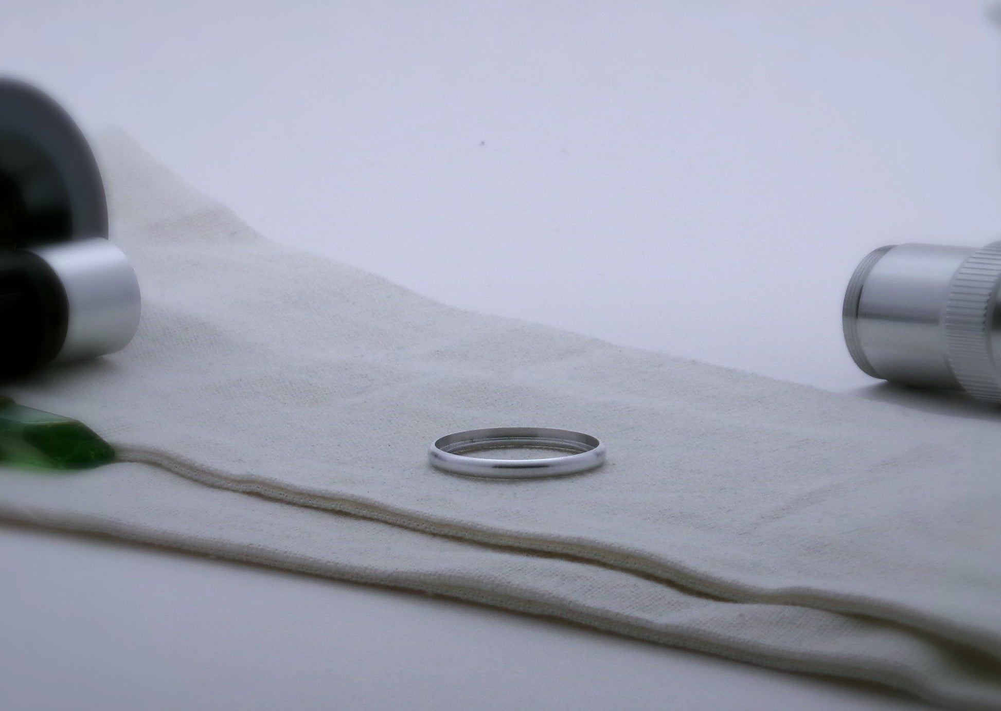 Single round profile aluminum accent ring for VHC lightsabers, shimsert facing upward.