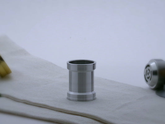 Aluminum female/female threaded angular grip choke for VHC lightsabers; standing proud.