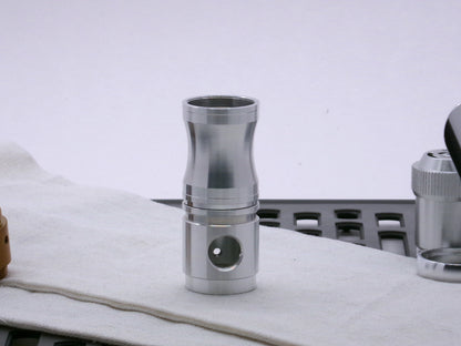 Aluminum female/female threaded curved grip choke installed on a Switch-Type_2.1 for VHC lightsabers.
