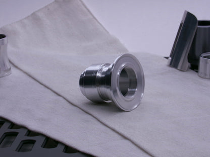 An aluminum emitter flange tops a composition of VHC compatible lightsaber components from Corvus Saber Foundry.
