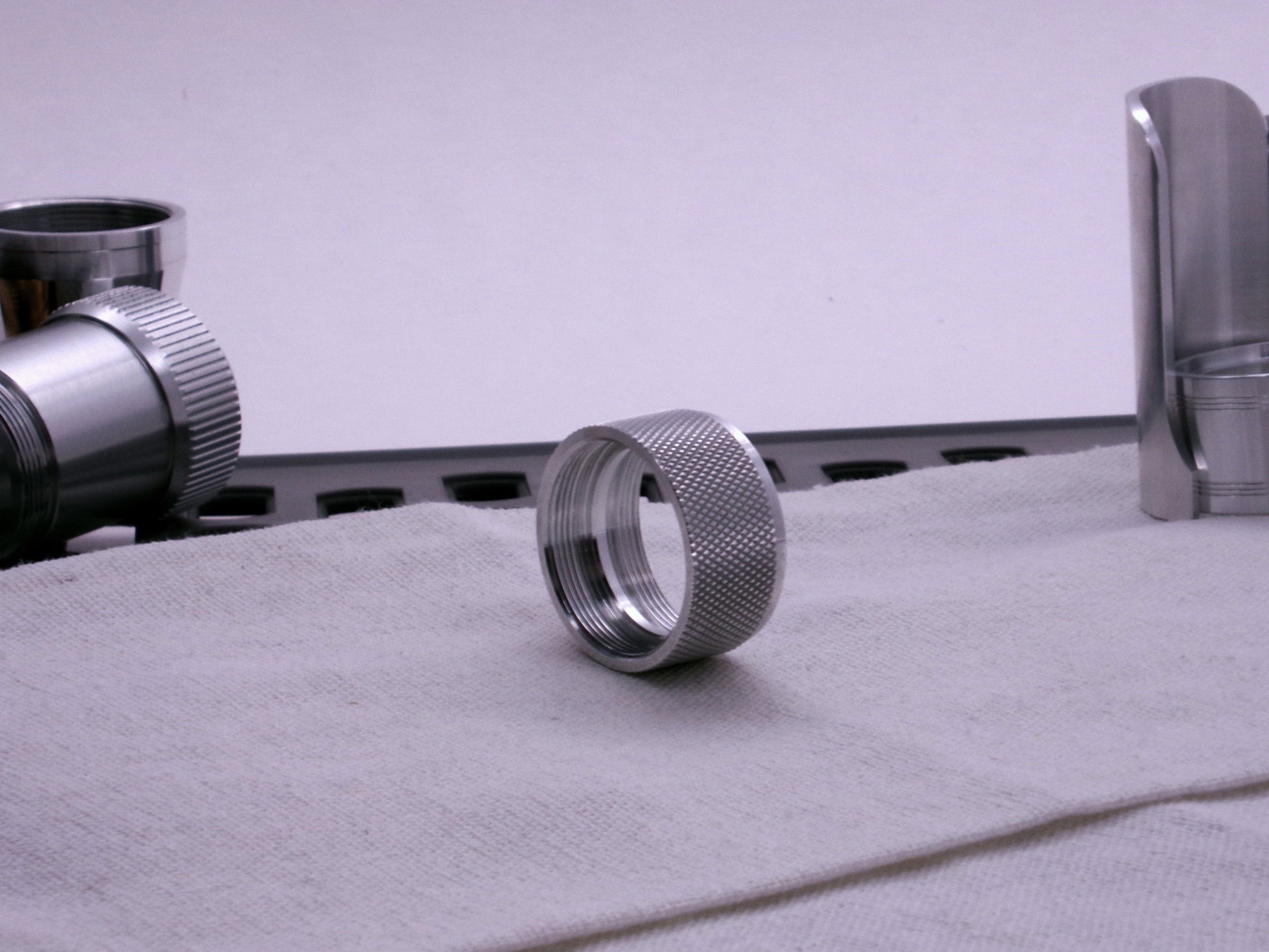 VHC compatible knurled body segment, 3/4 rear view on a cloth