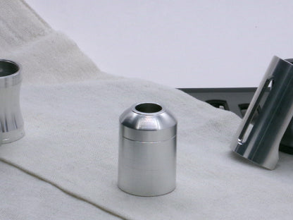 A basic, aluminum female-threaded pommel attached to a Body Segment Type 2 with a Adapter-MM-Type0.