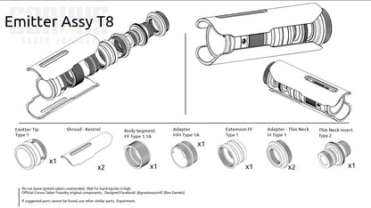 Schematic instruction diagram of the customer submitted, Emitter Assembly Type 8, Component Schema Kit.